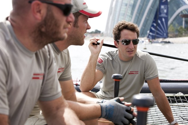 Paul Campbell-James and Luna Rossa crew waiting for racing to start - Act 9 Day 4 Extreme Sailing Series 2011 © Lloyd Images http://lloydimagesgallery.photoshelter.com/
